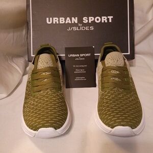 J/SLIDES Women's Olive Knit Athletic Sneakers